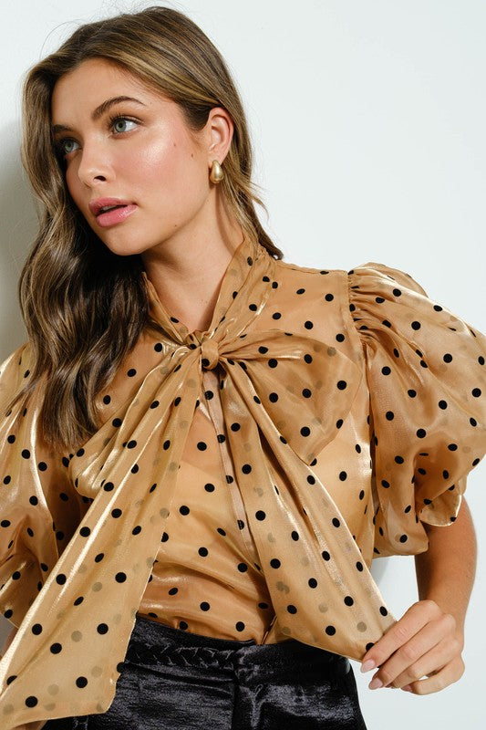 PUFF SLEVE GOLD BLOUSE